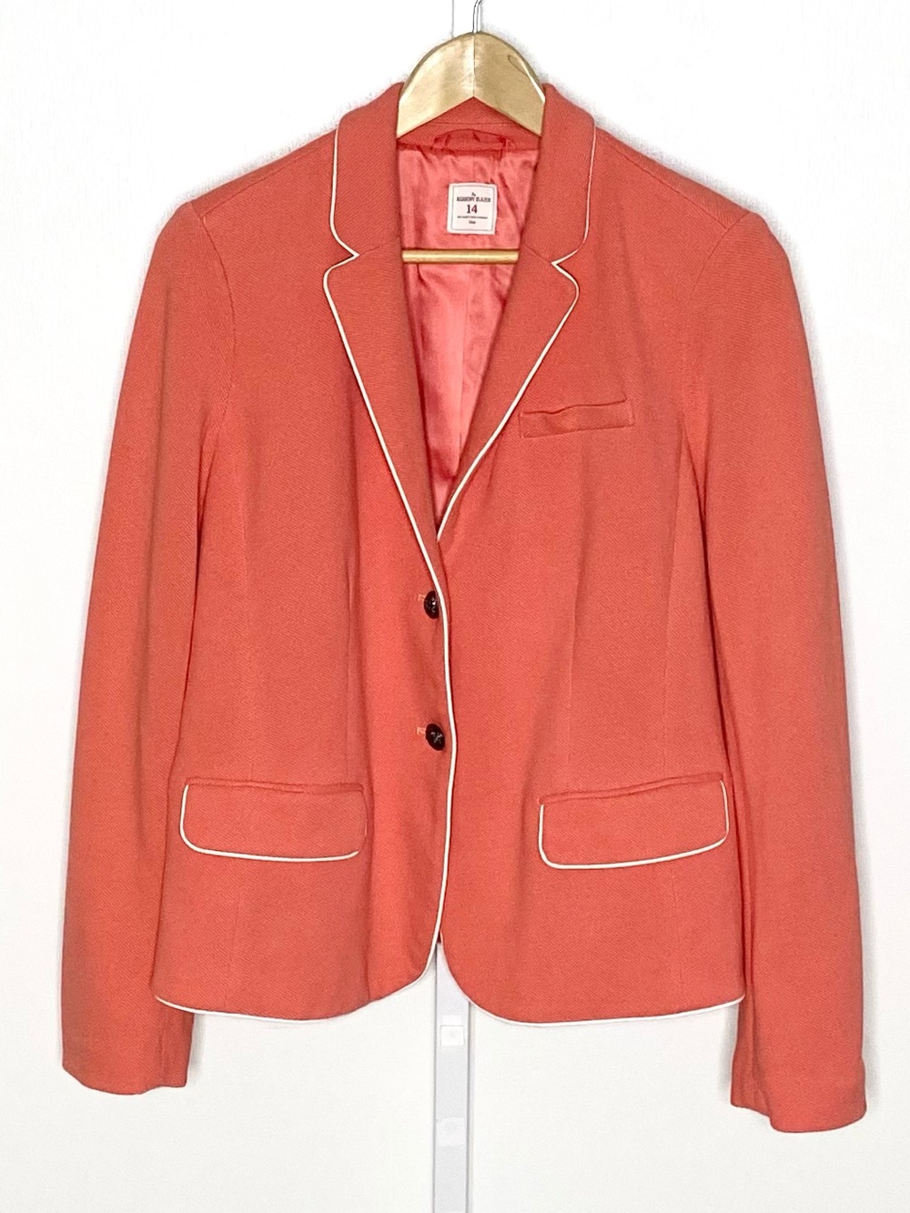 GAP | Coral The Academy Blazer Coastal Cotton Pique Two-Button Blazer Sz 14